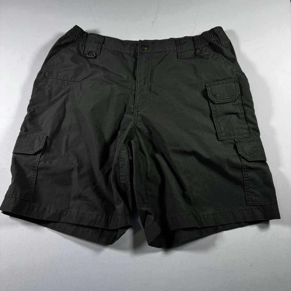 5.11 Tactical Cargo Shorts Mens 38 Green Ripstop Elastic Waist Utility Hiking